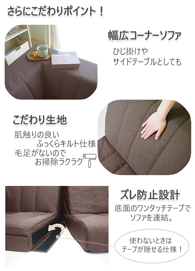 フロアハイバックコーナーソファ3点セット