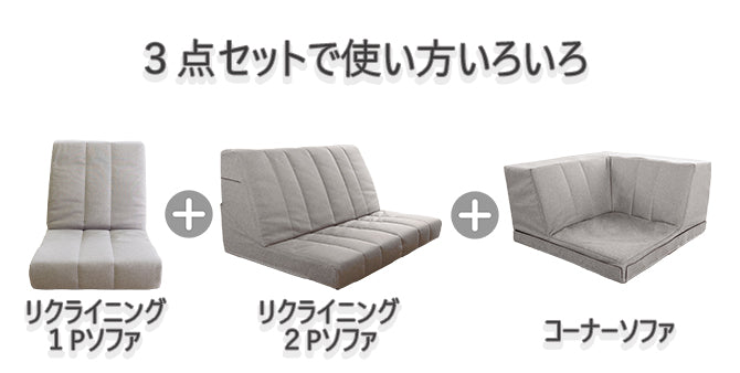 フロアハイバックコーナーソファ3点セット