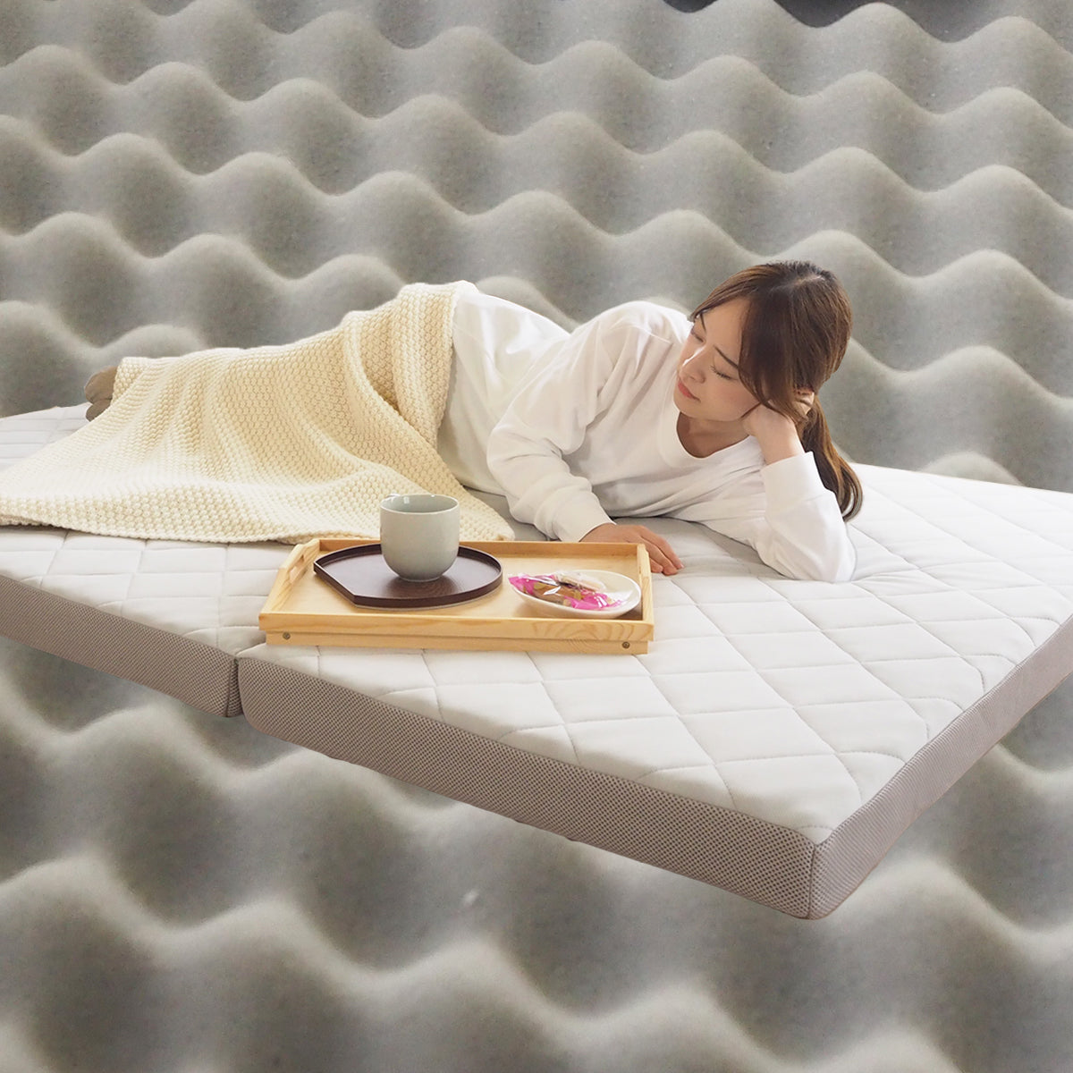 AK-HM8Q-KJD] 波型加工で身体を優しく支える体圧分散敷布団 シングル