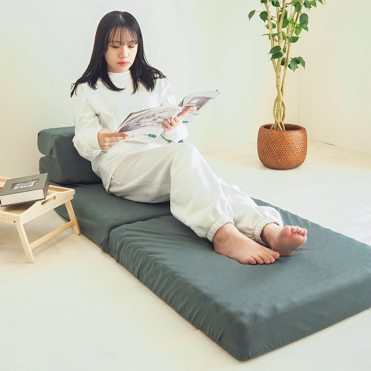 ソファにもなるごろ寝プロファイルマットレス　BOXシーツ付き