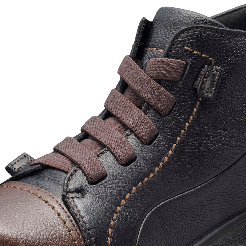 アキレス・ソルボ C 535 黒/コーヒー｜牛革3Eゴム紐ショートブーツ｜撥水