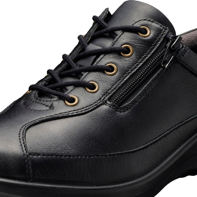 アキレス・ソルボ C 547 黒｜牛革4Eファスナー付きシューズ