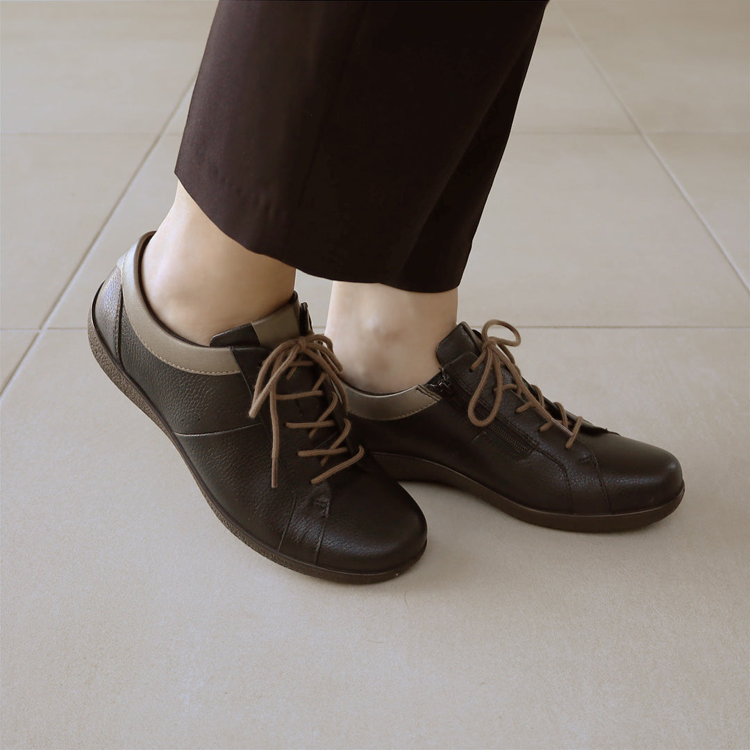 アキレス・ソルボ C 598 黒/チタン｜牛革3E ファスナー付きシューズ