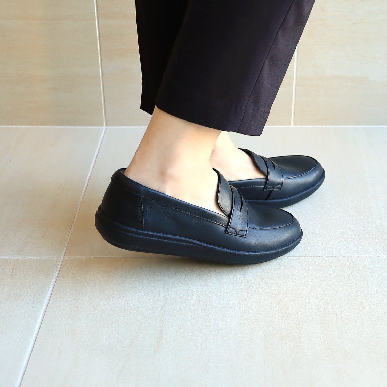 アキレス・ソルボ C 601 黒｜牛革2E コインローファー