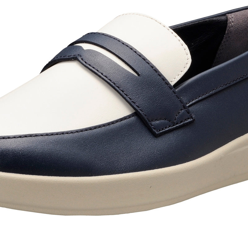 アキレス・ソルボ C 601 ネービー/白｜牛革2E コインローファー