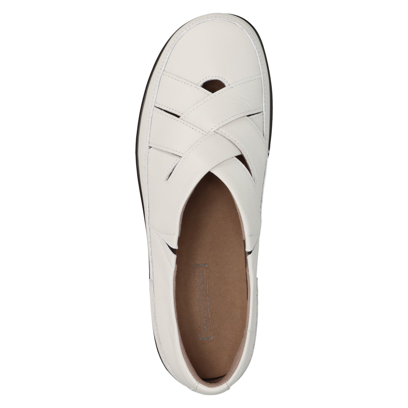 アキレス・ソルボ C 626 白｜牛革3E クロスデザインシューズ