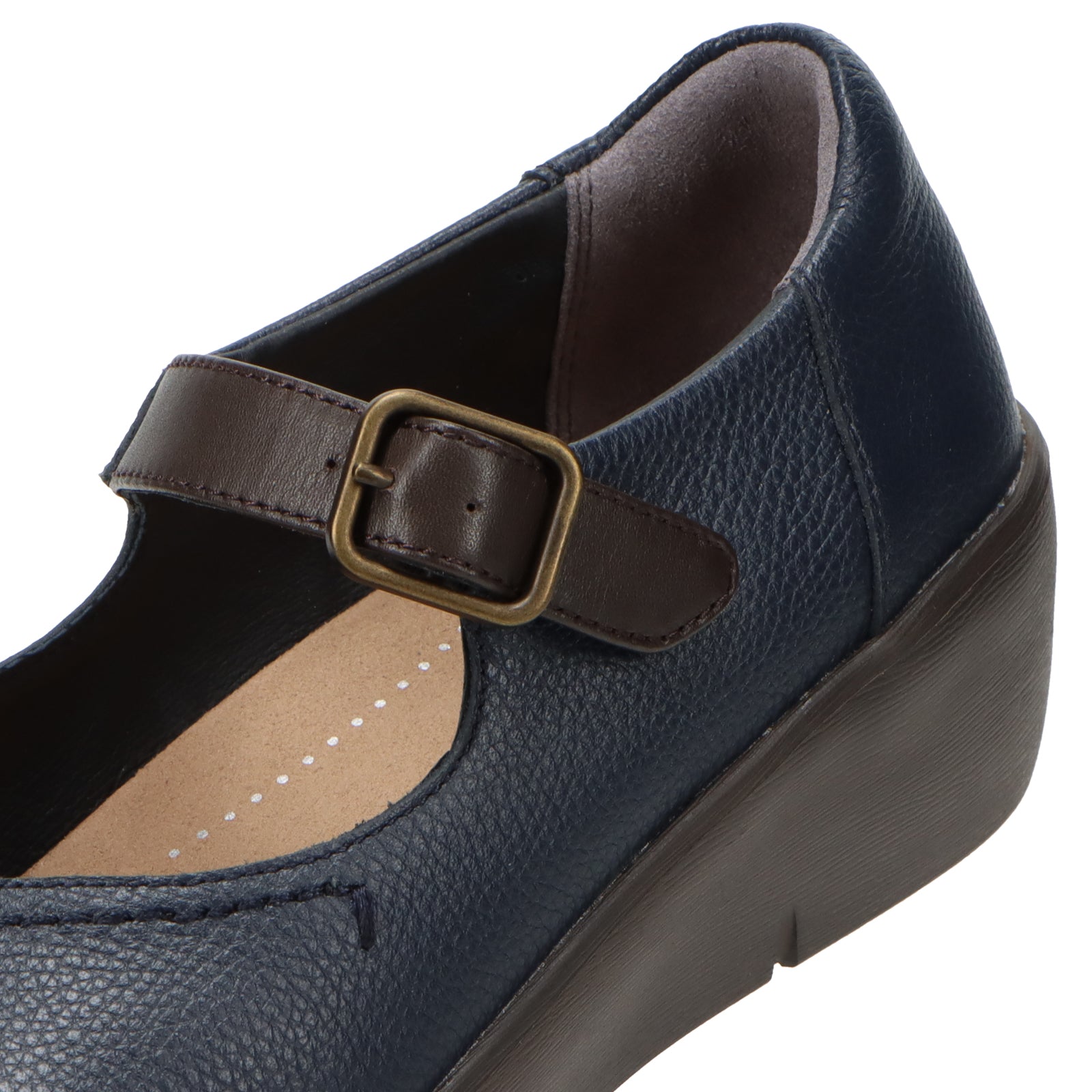 アキレス・ソルボ H 590 ネービー/コーヒー｜牛革3E 厚底ストラップ