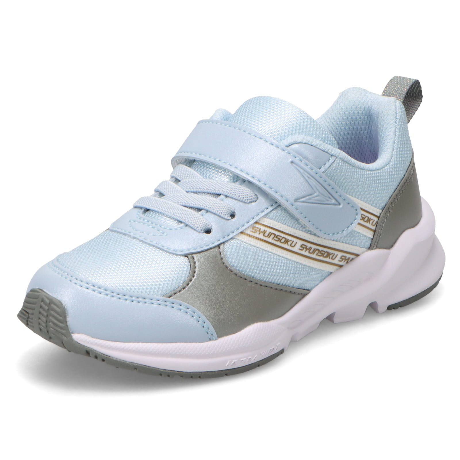 瞬足 LC-814 サックス/グレー｜女の子向け｜幅広3E｜ULTRA WIDE