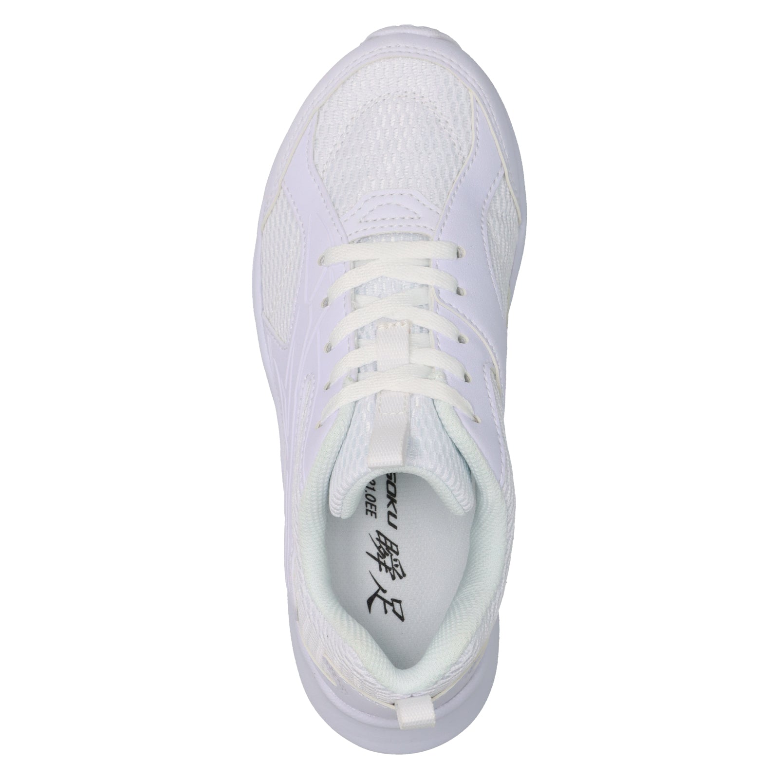 瞬足 JJ-196 白/白｜校則対応カラーのスクールモデル｜シューレース