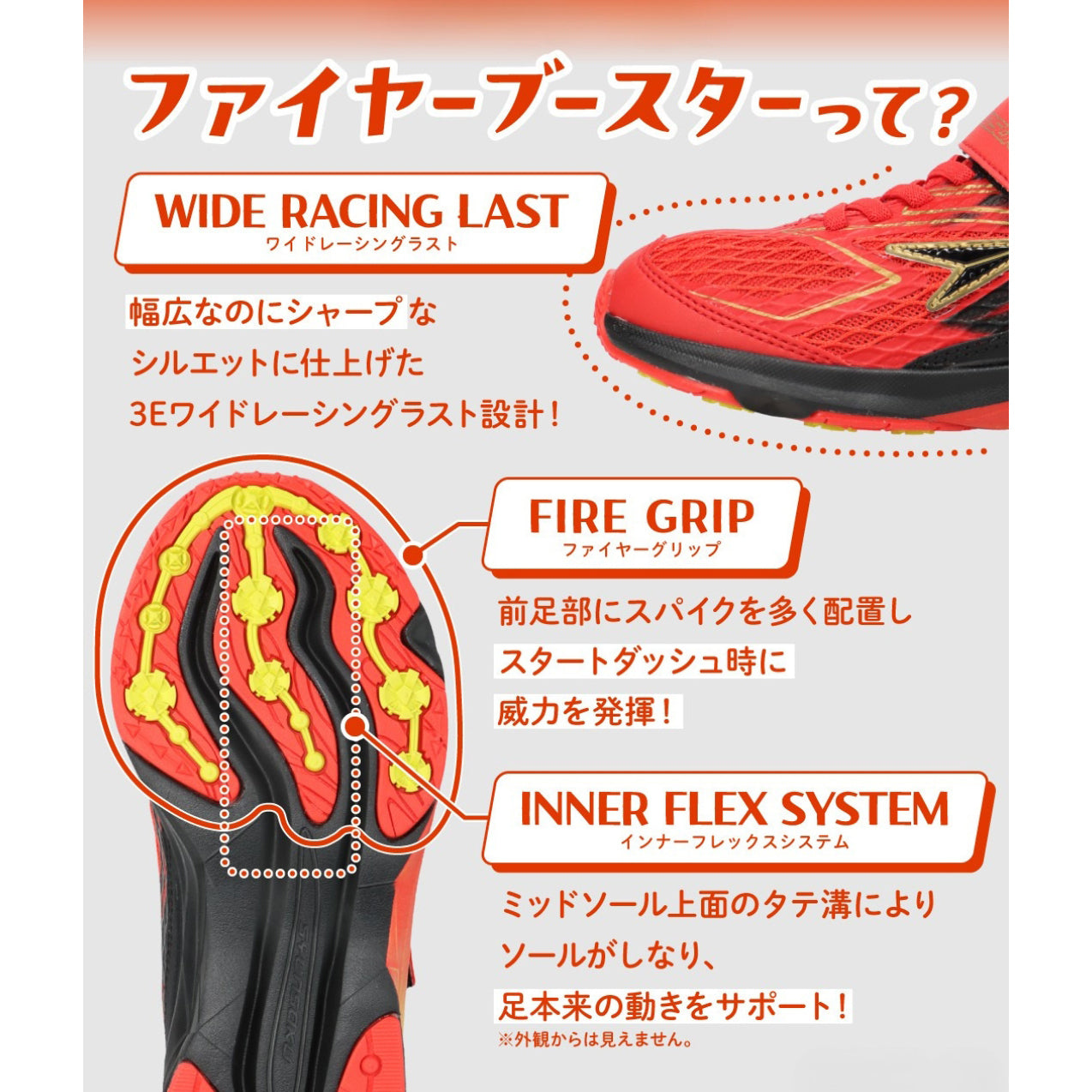 瞬足 JJ-233 黒｜男の子向けモデル｜幅広3E｜スタートダッシュ時に威力