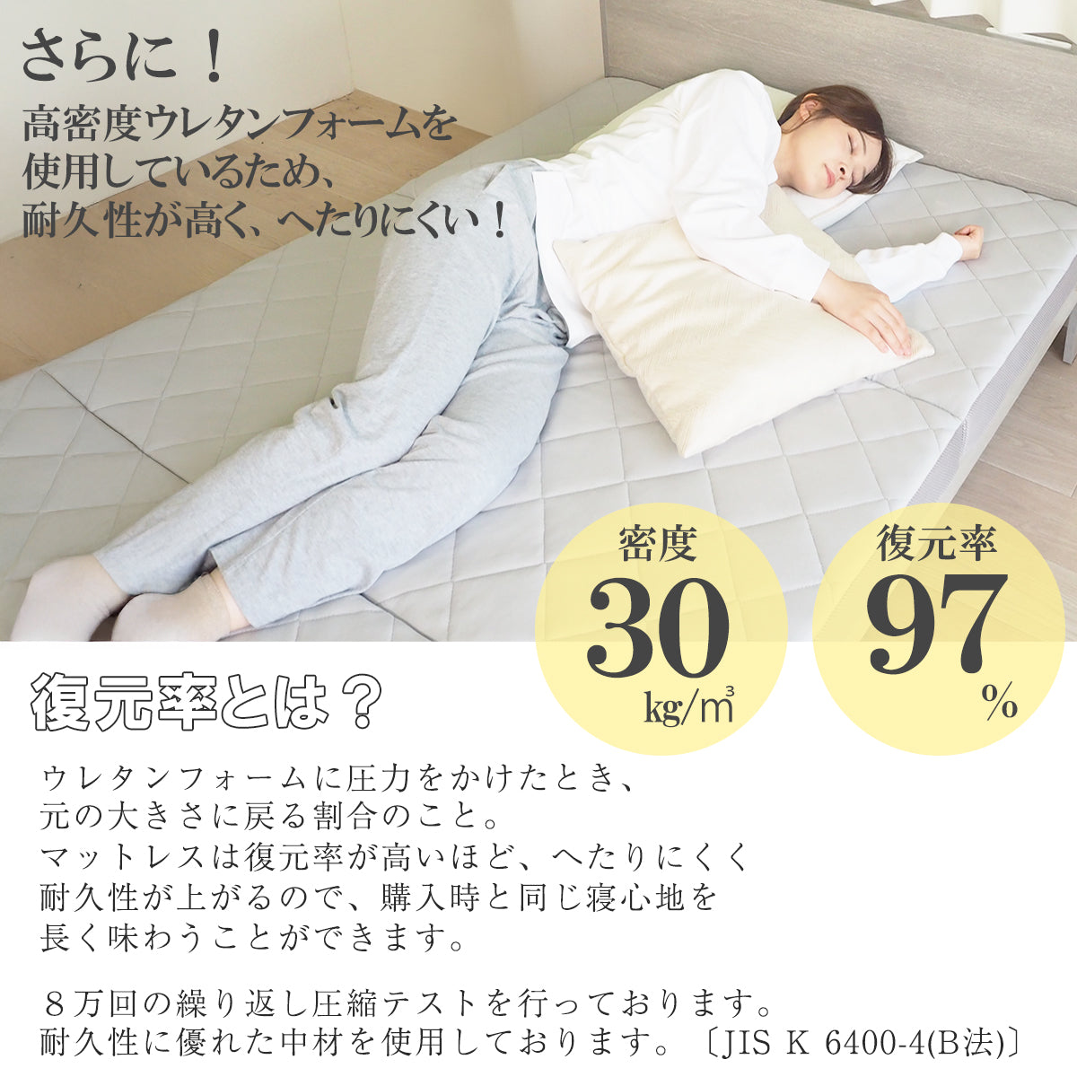 AK-HM8Q-KJD] 波型加工で身体を優しく支える体圧分散敷布団 シングル